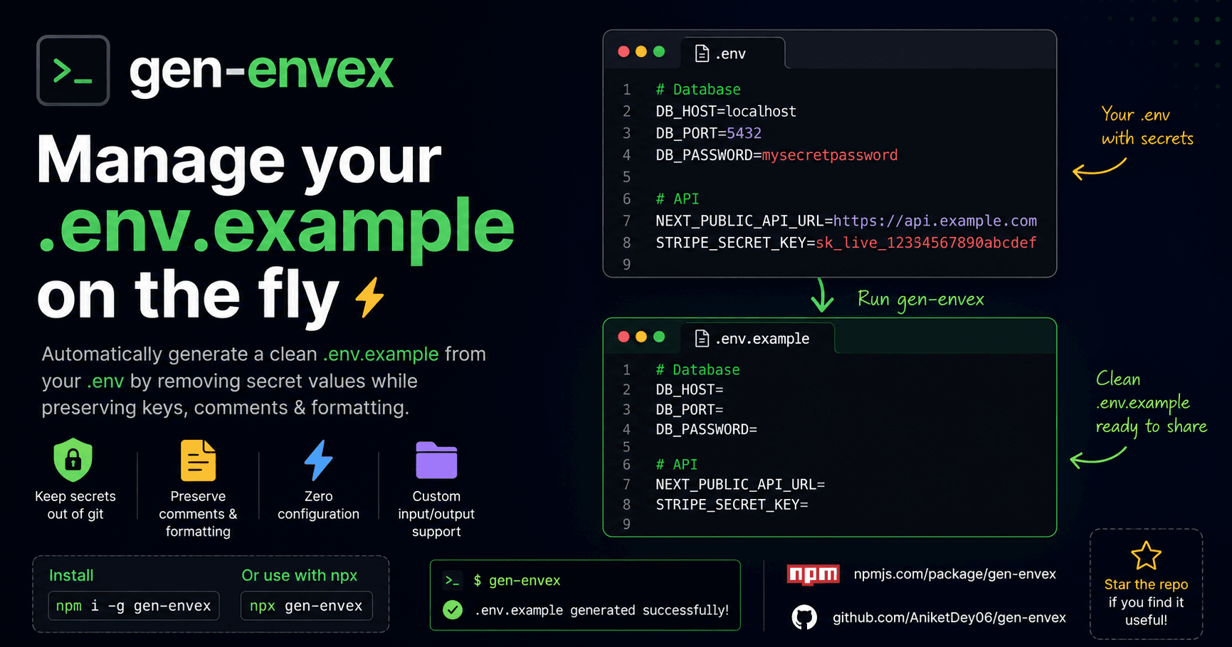 Stop Committing Secrets: Automatically Generate .env.example with gen-envex